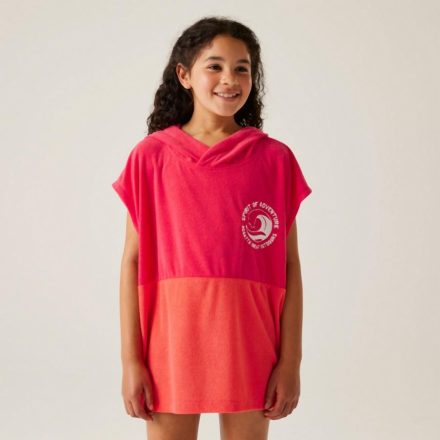 Regatta KidsTowelRobeII Frottír kapucnis felső rózsaszín/korall/pink