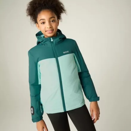 Regatta Beamz Gyerek bélelt vízálló kabát zöld
