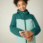 Regatta Beamz Gyerek bélelt vízálló kabát zöld