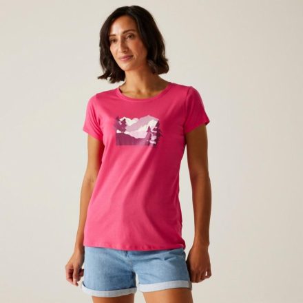 Regatta Women's Breezed V Nőo pamut póló rózsaszín/korall/pink